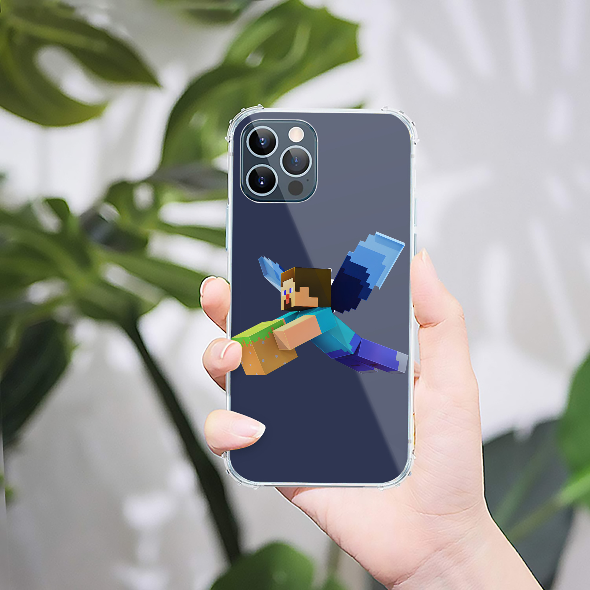 （画像用） マインクラフト ブロックの世界 Minecraft MC Block world 【iPhone 12シリーズ対応】透明スマホケース（クリアソフトケース）
